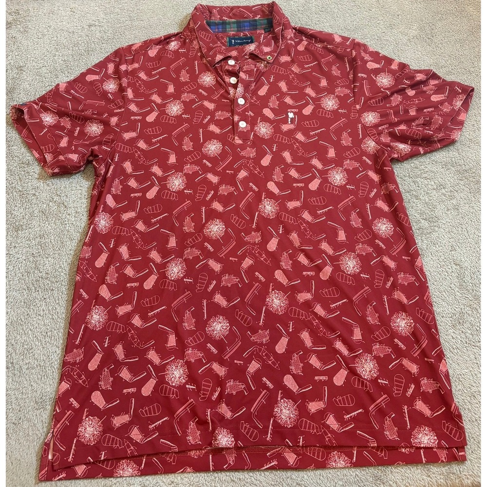 William Murray Golf Polo Shirt Men's M Red Blueprint Tartan Turmoil Performance‎ - Picture 5 of 10